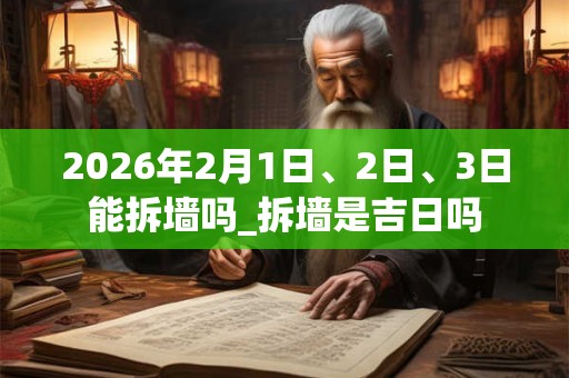 2026年2月1日、2日、3日能拆墙吗_拆墙是吉日吗