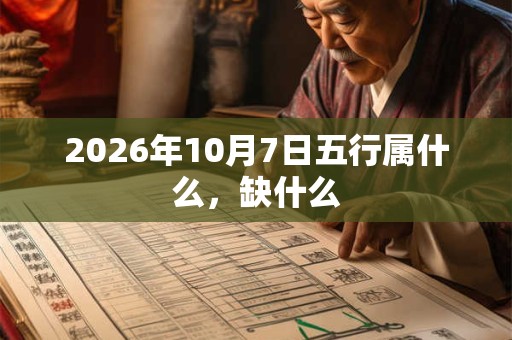 2026年10月7日五行属什么，缺什么