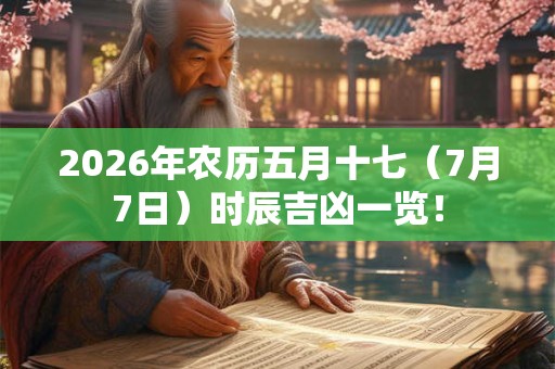 2026年农历五月十七(7月7日)时辰吉凶一览! 2026年农历五月十七(7月7日)时辰吉凶一览!