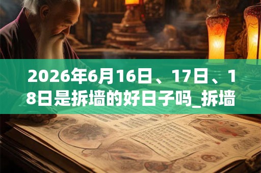2026年6月16日、17日、18日是拆墙的好日子吗_拆墙可以吗 2026年6月16日、17日、18日是拆墙的好日子吗_拆墙可以吗