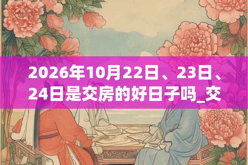 2026年10月22日、23日、24日是交房的好日子吗_交房可以吗 2026年10月22日、23日、24日是交房的好日子吗_交房可以吗