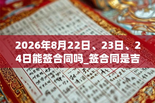 2026年8月22日、23日、24日能签合同吗_签合同是吉日吗
