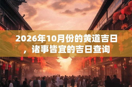 2026年10月份的黄道吉日，诸事皆宜的吉日查询