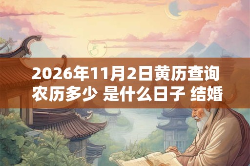 2026年11月2日黄历查询 农历多少 是什么日子 结婚吉时 2026年11月2日黄历查询 农历多少 是什么日子 结婚吉时