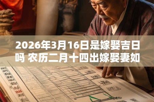 2026年3月16日是嫁娶吉日吗 农历二月十四出嫁娶妻如何 2026年3月16日是嫁娶吉日吗 农历二月十四出嫁娶妻如何