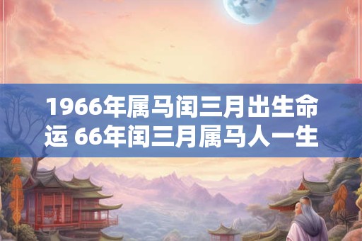1966年属马闰三月出生命运 66年闰三月属马人一生运势
