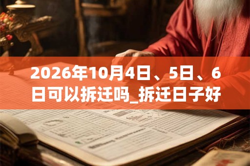 2026年10月4日、5日、6日可以拆迁吗_拆迁日子好吗 2026年10月4日、5日、6日可以拆迁吗_拆迁日子好吗
