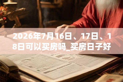 2026年7月16日、17日、18日可以买房吗_买房日子好吗 2026年7月16日、17日、18日可以买房吗_买房日子好吗