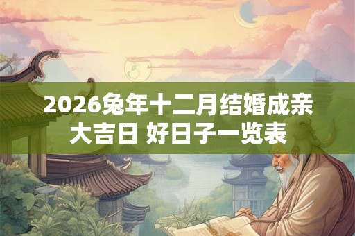 2026兔年十二月结婚成亲大吉日 好日子一览表 2026兔年十二月结婚成亲大吉日 好日子一览表