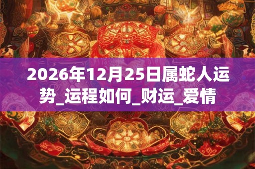 2026年12月25日属蛇人运势_运程如何_财运_爱情 2026年12月25日属蛇人运势_运程如何_财运_爱情