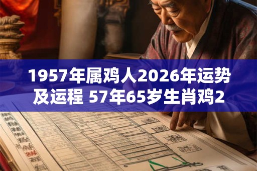 1957年属鸡人2026年运势及运程 57年65岁生肖鸡2026年每月运势 1957年属鸡人2026年运势及运程 57年65岁生肖鸡2026年每月运势