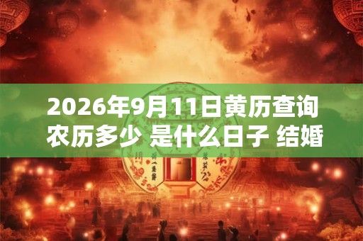 2026年9月11日黄历查询 农历多少 是什么日子 结婚吉时