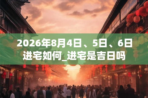 2026年8月4日、5日、6日进宅如何_进宅是吉日吗 2026年8月4日、5日、6日进宅如何_进宅是吉日吗