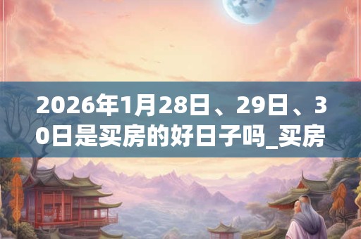 2026年1月28日、29日、30日是买房的好日子吗_买房可以吗 2026年1月28日、29日、30日是买房的好日子吗_买房可以吗