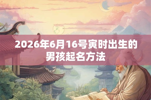 2026年6月16号寅时出生的男孩起名方法