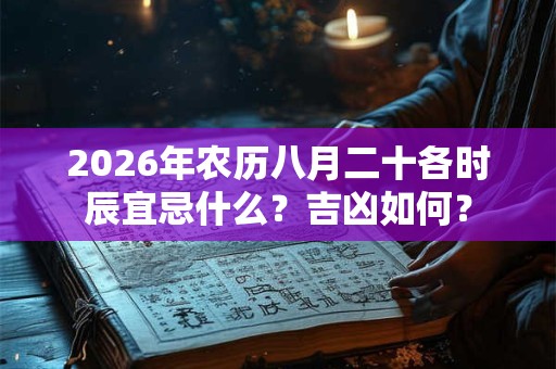 2026年农历八月二十各时辰宜忌什么?吉凶如何? 2026年农历八月二十各时辰宜忌什么?吉凶如何?