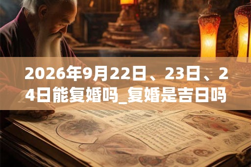 2026年9月22日、23日、24日能复婚吗_复婚是吉日吗 2026年9月22日、23日、24日能复婚吗_复婚是吉日吗