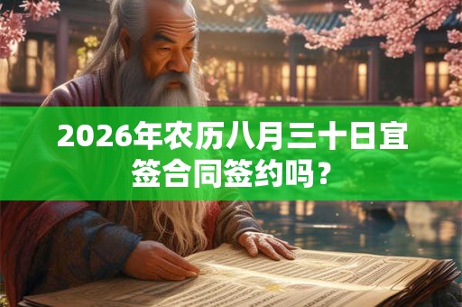 2026年农历八月三十日宜签合同签约吗? 2026年农历八月三十日宜签合同签约吗?