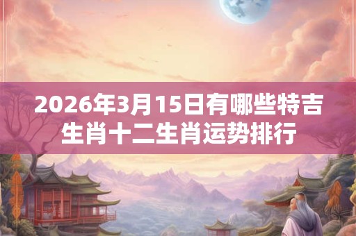 2026年3月15日有哪些特吉生肖十二生肖运势排行