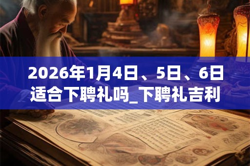 2026年1月4日、5日、6日适合下聘礼吗_下聘礼吉利吗