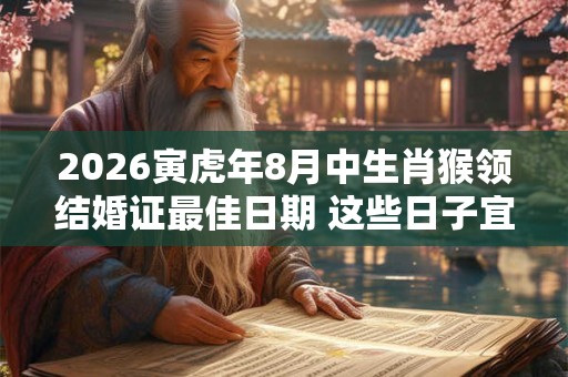 2026寅虎年8月中生肖猴领结婚证最佳日期 这些日子宜领证 2026寅虎年8月中生肖猴领结婚证最佳日期 这些日子宜领证