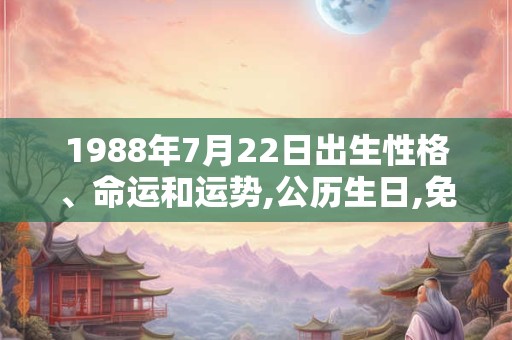 1988年7月22日出生性格、命运和运势,公历生日,免费算命
