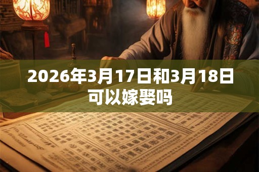 2026年3月17日和3月18日可以嫁娶吗