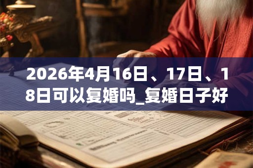 2026年4月16日、17日、18日可以复婚吗_复婚日子好吗 2026年4月16日、17日、18日可以复婚吗_复婚日子好吗