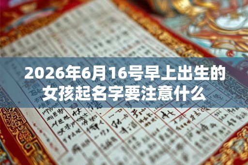 2026年6月16号早上出生的女孩起名字要注意什么