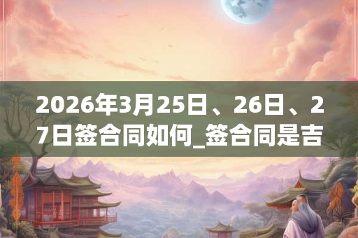 2026年3月25日、26日、27日签合同如何_签合同是吉日吗 2026年3月25日、26日、27日签合同如何_签合同是吉日吗