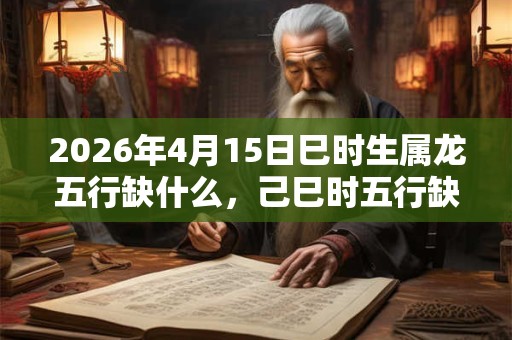 2026年4月15日巳时生属龙五行缺什么，己巳时五行缺什么