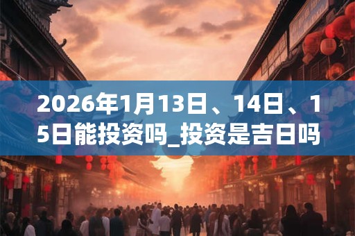 2026年1月13日、14日、15日能投资吗_投资是吉日吗