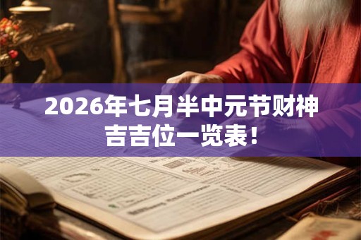 2026年七月半中元节财神吉吉位一览表！