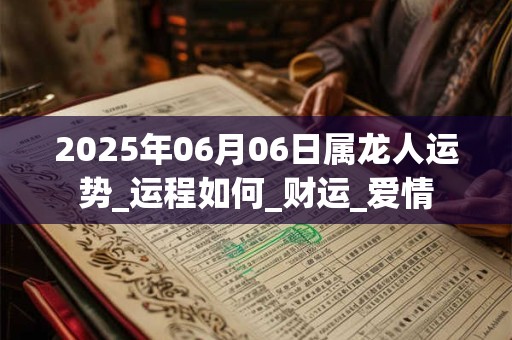 2025年06月06日属龙人运势_运程如何_财运_爱情 2025年06月06日属龙人运势_运程如何_财运_爱情
