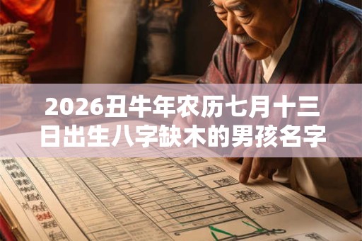 2026丑牛年农历七月十三日出生八字缺木的男孩名字