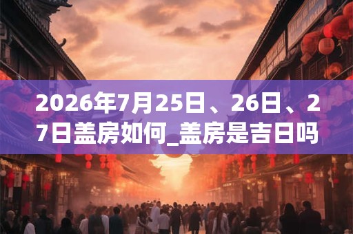2026年7月25日、26日、27日盖房如何_盖房是吉日吗 2026年7月25日、26日、27日盖房如何_盖房是吉日吗