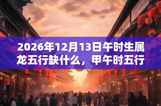 2026年12月13日午时生属龙五行缺什么，甲午时五行缺什么