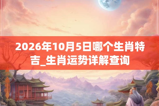 2026年10月5日哪个生肖特吉_生肖运势详解查询 2026年10月5日哪个生肖特吉_生肖运势详解查询
