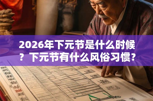 2026年下元节是什么时候?下元节有什么风俗习惯? 2026年下元节是什么时候?下元节有什么风俗习惯?
