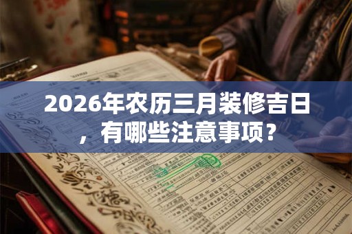 2026年农历三月装修吉日,有哪些注意事项? 2026年农历三月装修吉日,有哪些注意事项?