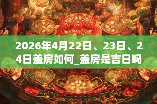 2026年4月22日、23日、24日盖房如何_盖房是吉日吗 2026年4月22日、23日、24日盖房如何_盖房是吉日吗