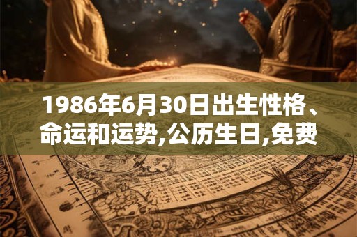 1986年6月30日出生性格、命运和运势,公历生日,免费算命 1986年6月30日出生性格、命运和运势,公历生日,免费算命