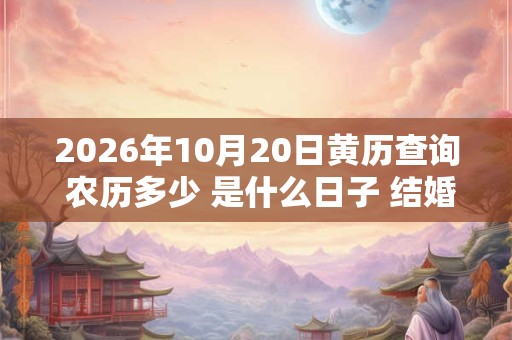 2026年10月20日黄历查询 农历多少 是什么日子 结婚吉时