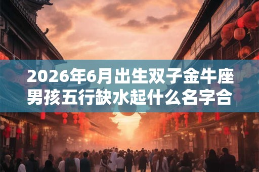 2026年6月出生双子金牛座男孩五行缺水起什么名字合适？