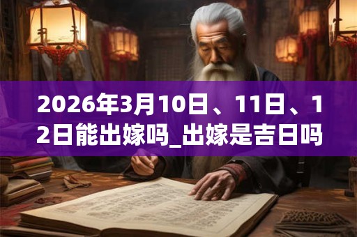 2026年3月10日、11日、12日能出嫁吗_出嫁是吉日吗 2026年3月10日、11日、12日能出嫁吗_出嫁是吉日吗