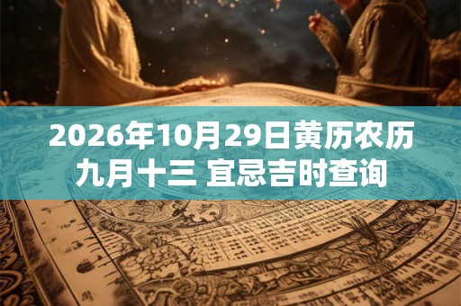 2026年10月29日黄历农历九月十三 宜忌吉时查询 2026年10月29日黄历农历九月十三 宜忌吉时查询