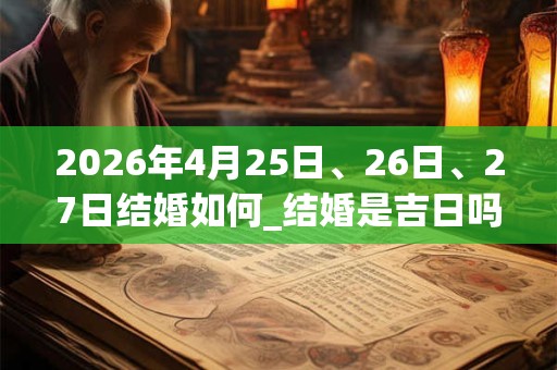 2026年4月25日、26日、27日结婚如何_结婚是吉日吗 2026年4月25日、26日、27日结婚如何_结婚是吉日吗