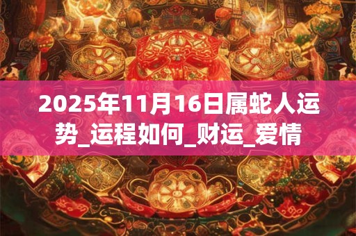2025年11月16日属蛇人运势_运程如何_财运_爱情 2025年11月16日属蛇人运势_运程如何_财运_爱情
