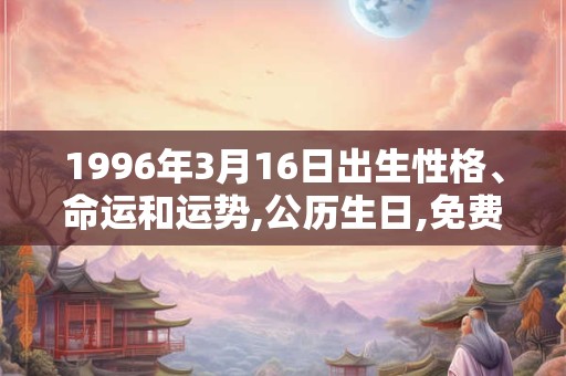 1996年3月16日出生性格、命运和运势,公历生日,免费算命 1996年3月16日出生性格、命运和运势,公历生日,免费算命