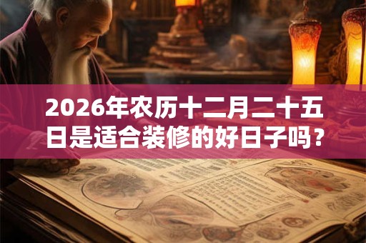2026年农历十二月二十五日是适合装修的好日子吗? 2026年农历十二月二十五日是适合装修的好日子吗?